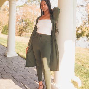 Olive Cardigan and Legging Set (2 pieces)